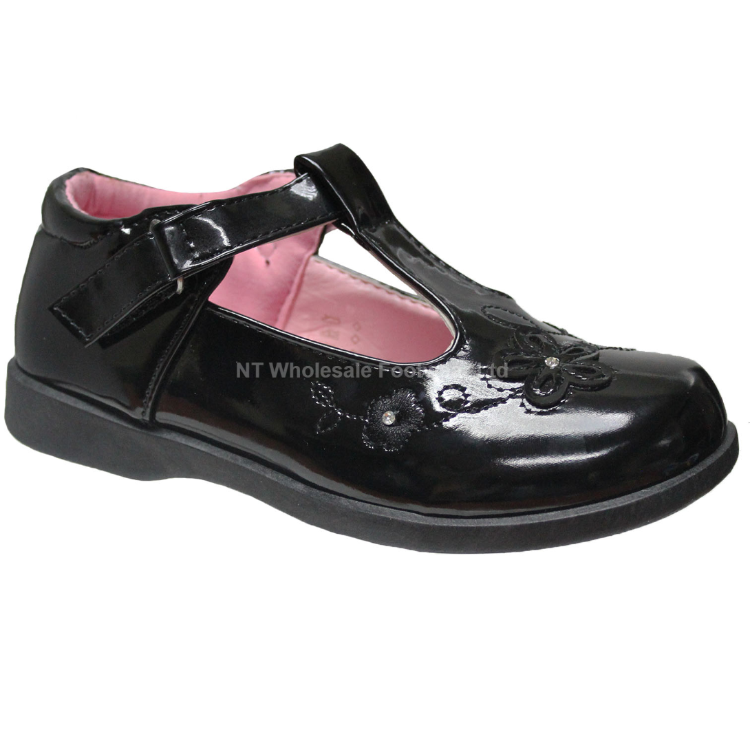 US Brass Infants Girls School Shoes 4-12 Cherrie Patent