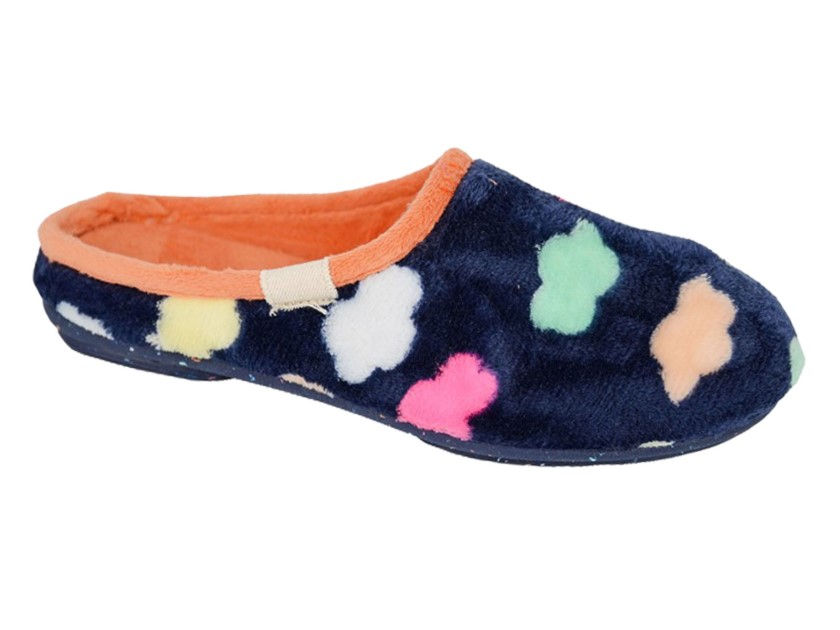 SLEEPERS Multi Coloured Cloud Mule Slipper Navy Blue