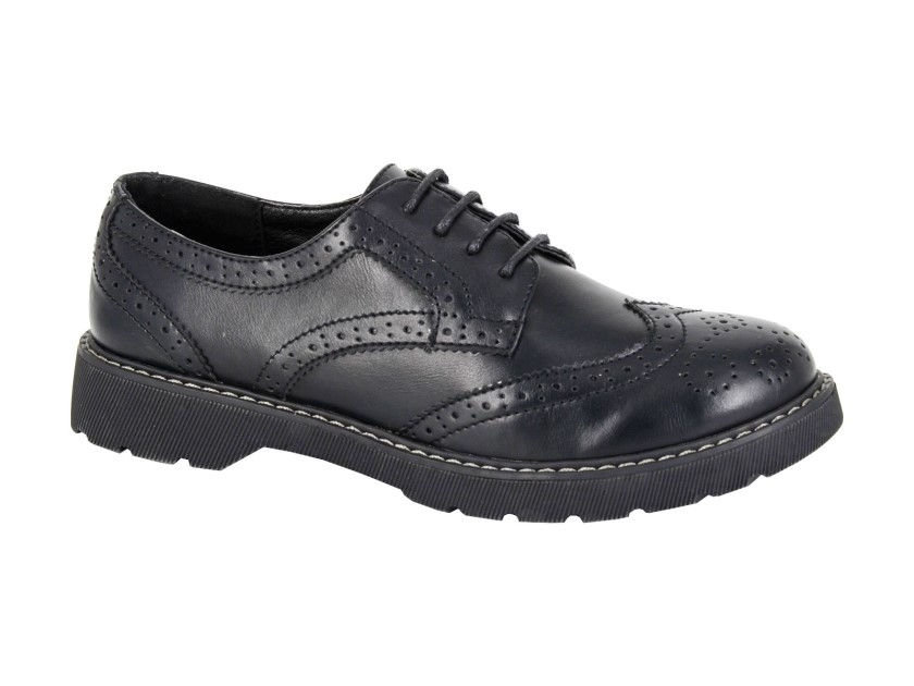 BOULEVARD 4 Eye Lace Brogue Shoe Black Matt