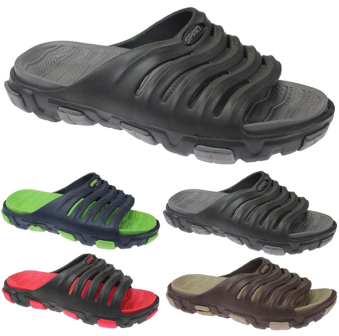 Mens Open Toe Slip On Summer Sliders With A Chunky Sole 1605