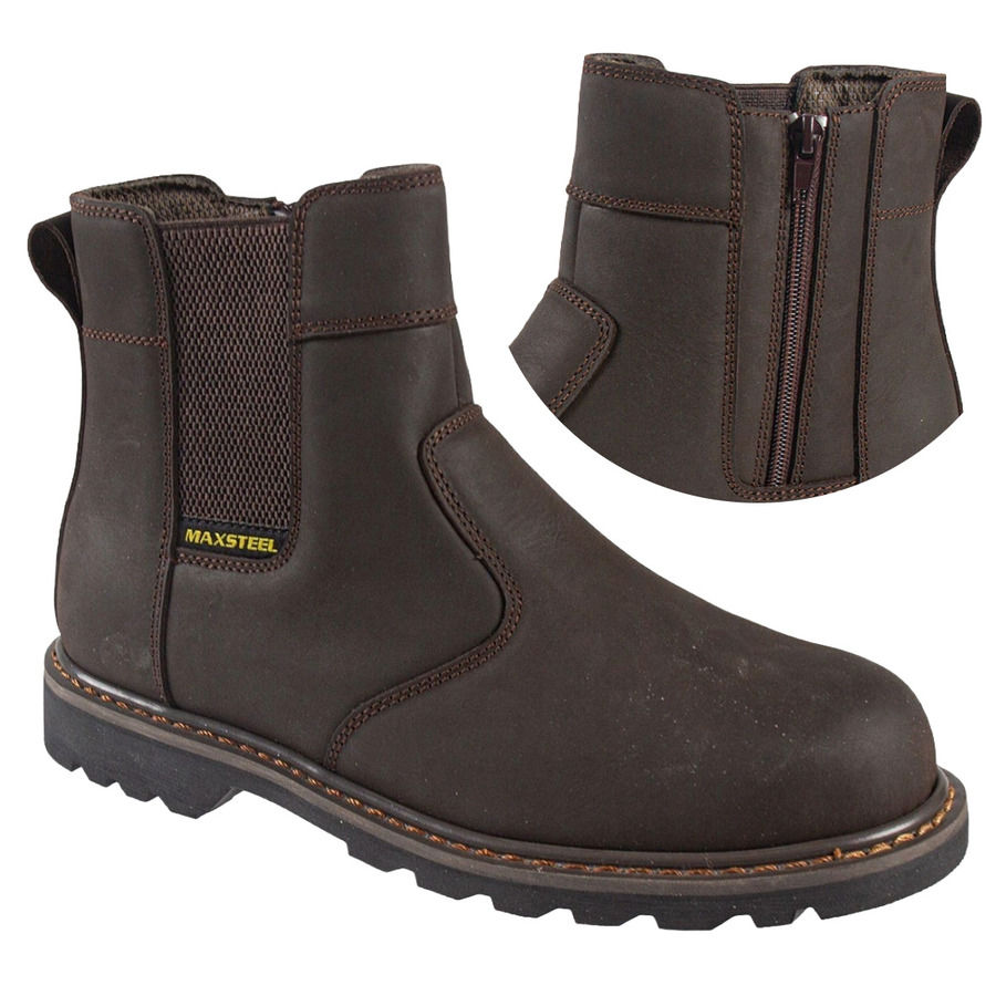 Maxsteel Goodyear Welted Slip On Chelsea Dealer Steel Toecap With A Side Zip