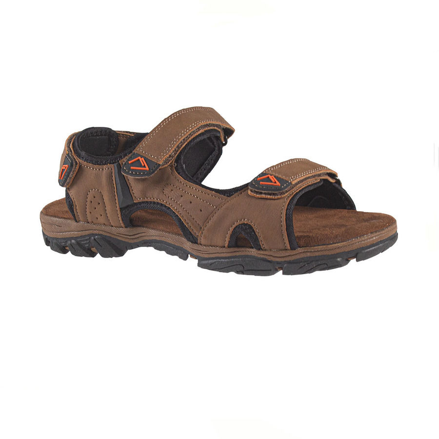 Thumbnail: Mens Brown Easy Fasten Sandal With Cushioned Insoles
