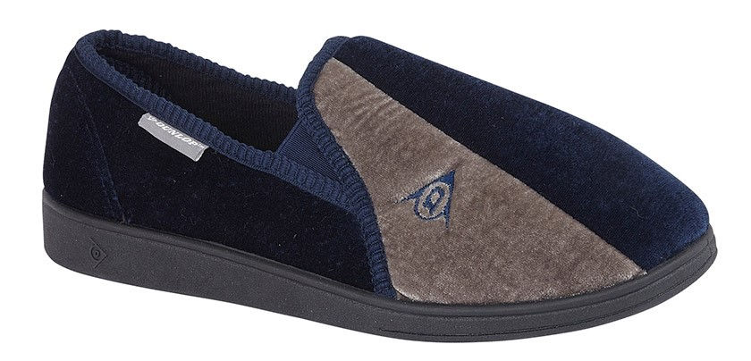 DUNLOP Twin Gusset Slipper Navy Blue/Grey