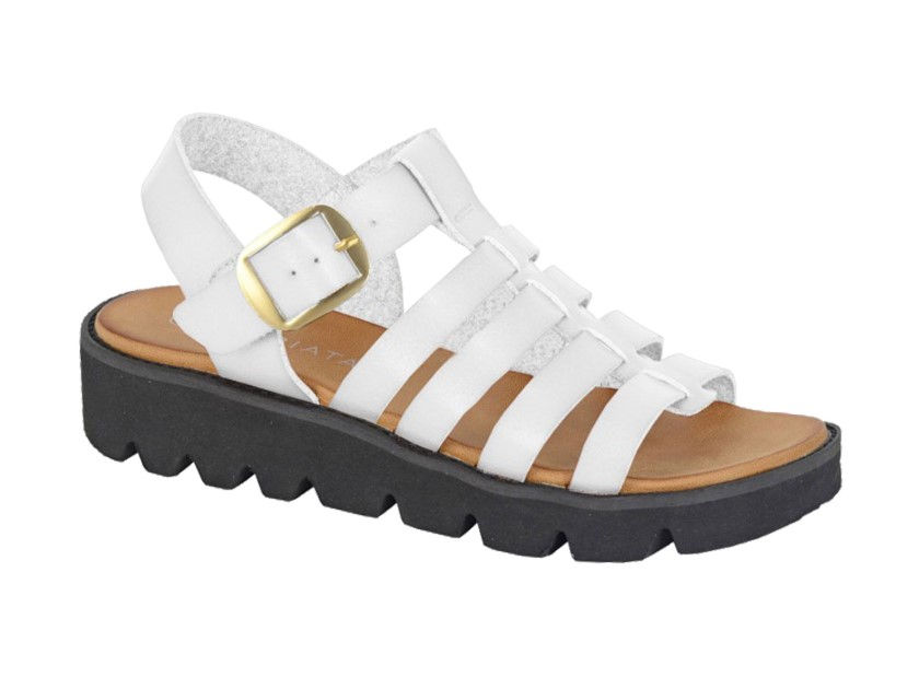 CIPRIATA T-Bar Halter Back Wedge Sandal White