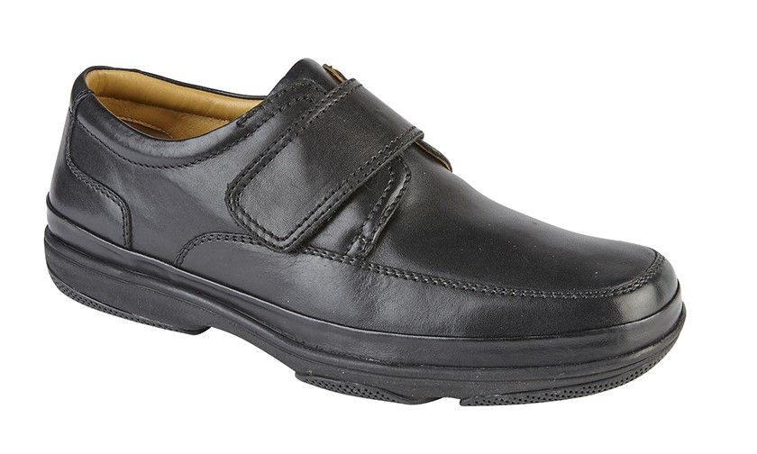 ROAMERS Touch Fastening Wide Fit Comfort Casual Black