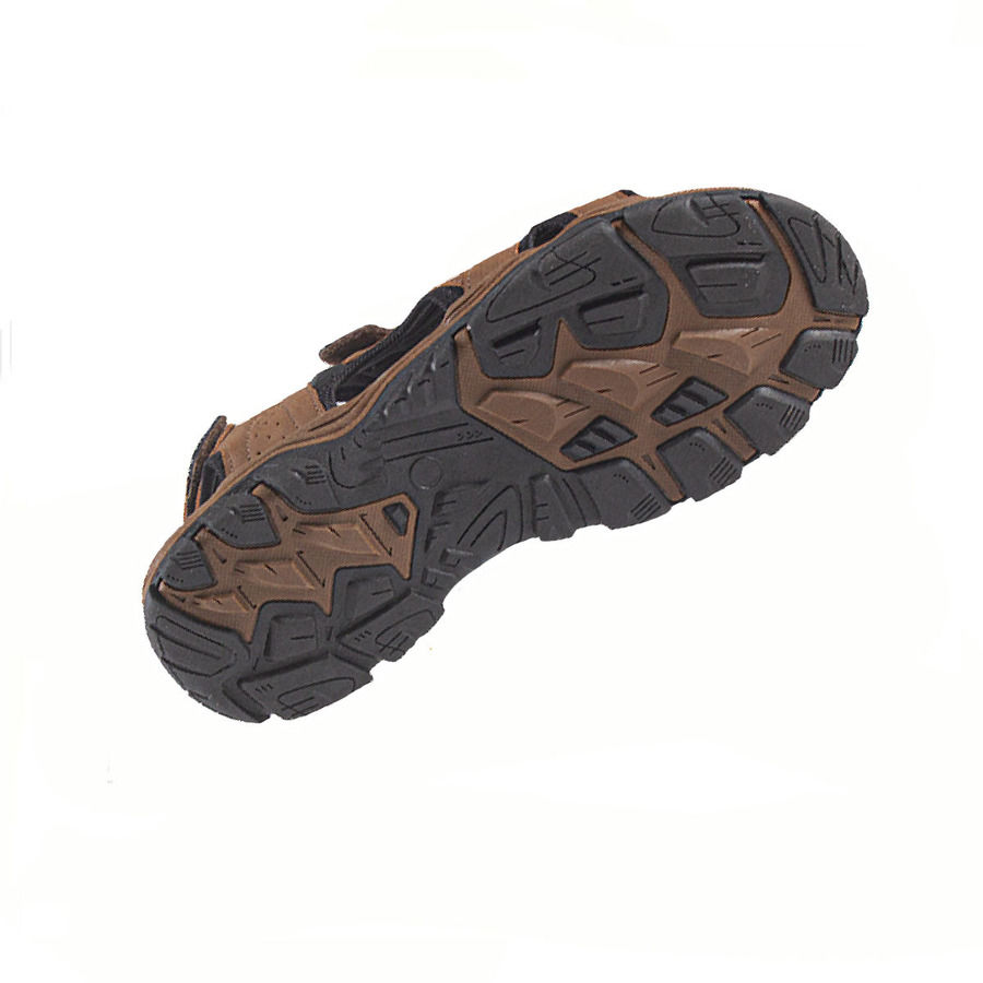 Thumbnail: Mens Brown Easy Fasten Sandal With Cushioned Insoles