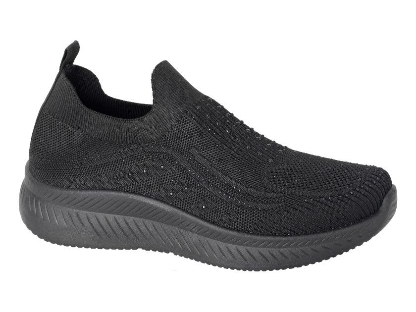 BOULEVARD Elasticated Jewelled Slip on Casual Black