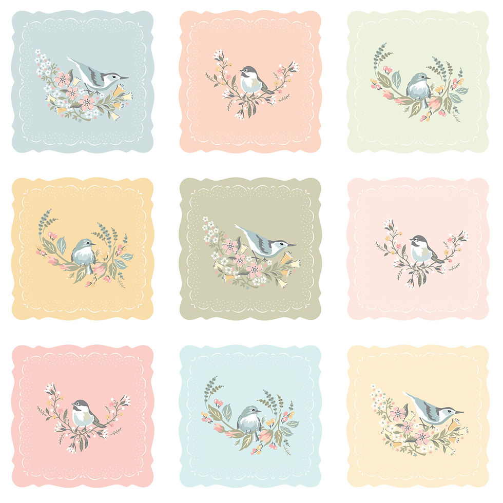 Songbird Serenade | Songbird Hankies Panel By Sheri McCulley for Poppie Cotton