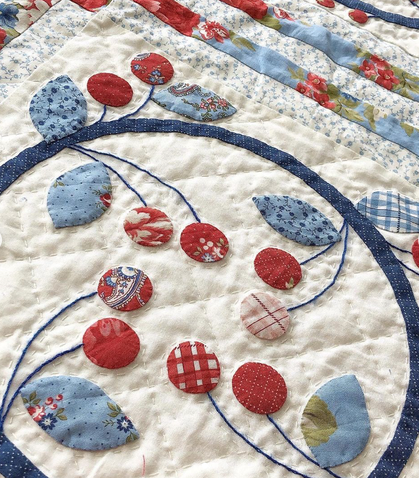 Thumbnail: Cherry Wreath Quilt Kit Featuring Isle Belle by  Minick and Simpson For Moda