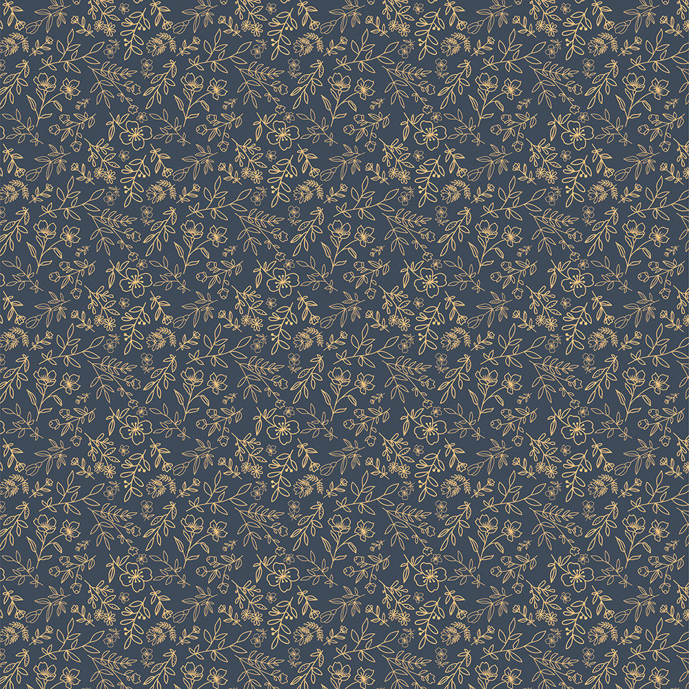 Daisy Mae - Sweet Blooms Navy by Lori Woods For Poppie Cotton Fabrics