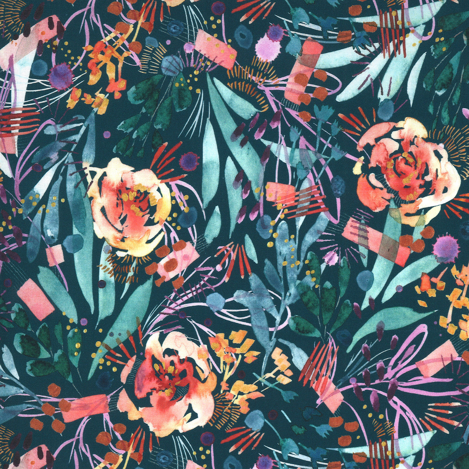 Sunshine Soul | Sunbloom Soiree Midnight By Create Joy Project for Moda