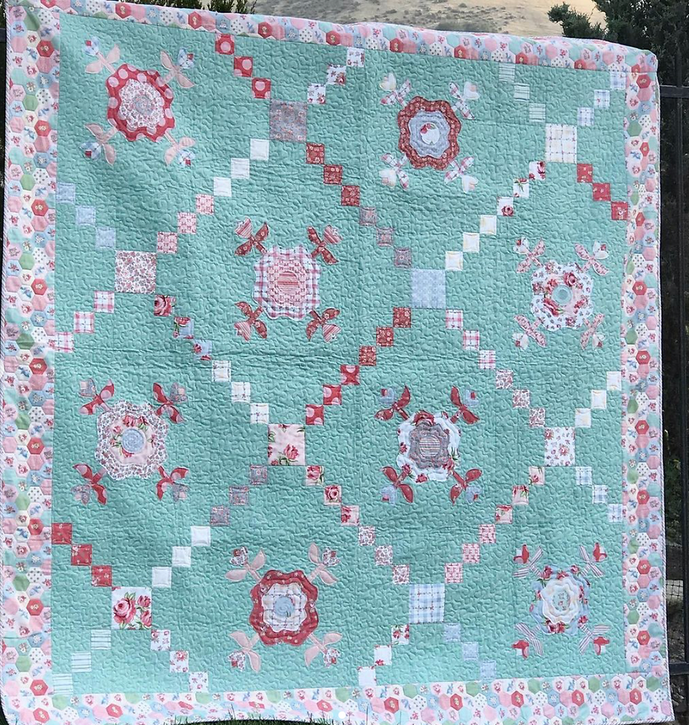 Thumbnail: Abby Rose Mint Quilt KitFeaturing Dots and Posies by Poppie Cotton