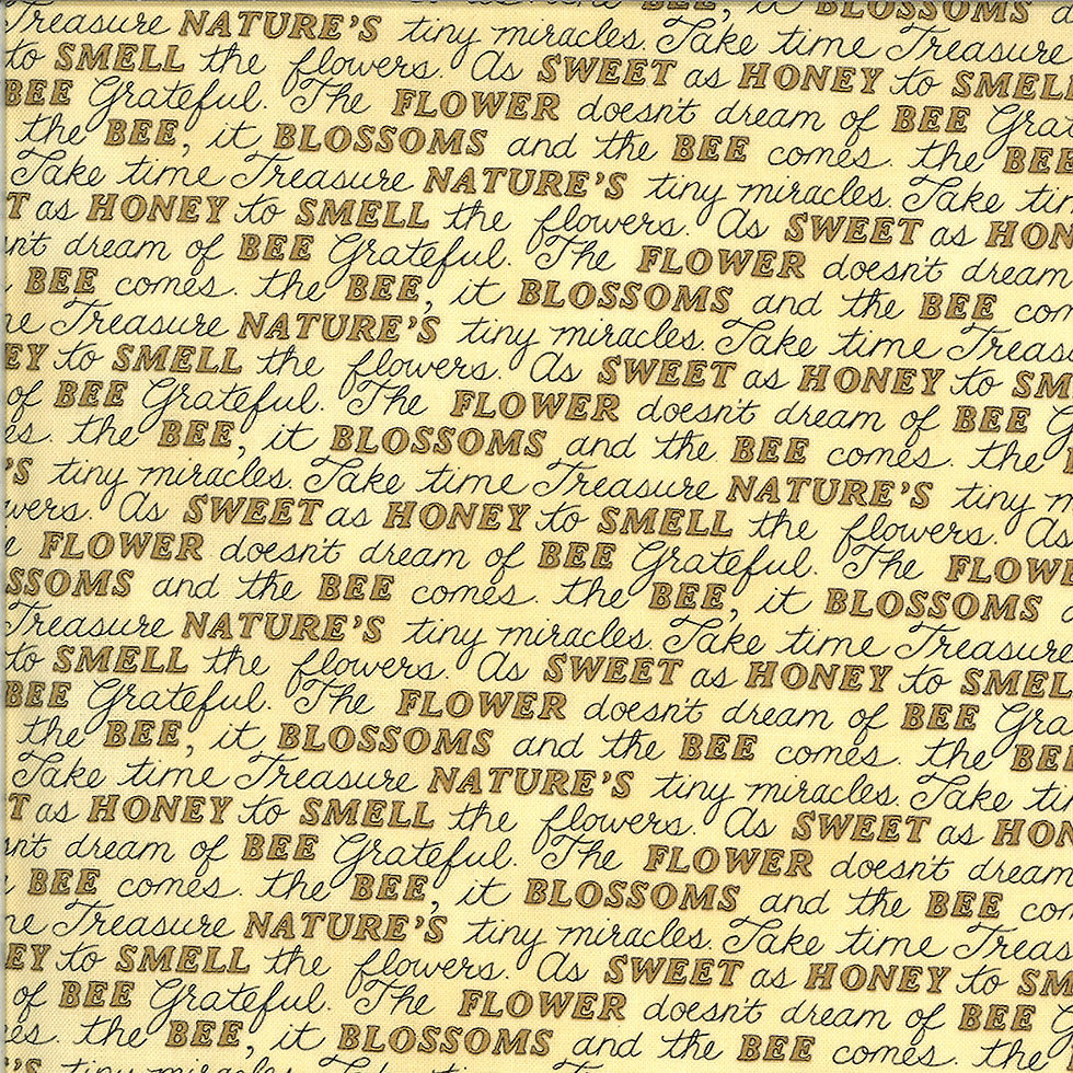 Bee Grateful | Sweet Words Honey Yellow by Deb Strain for Moda Fabric