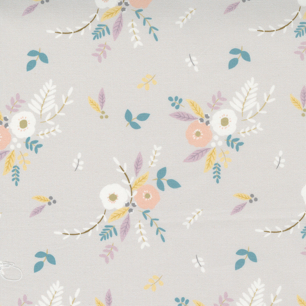 Little Ducklings | Warm Grey Floral Bouquet By Paper and Cloth for Moda
