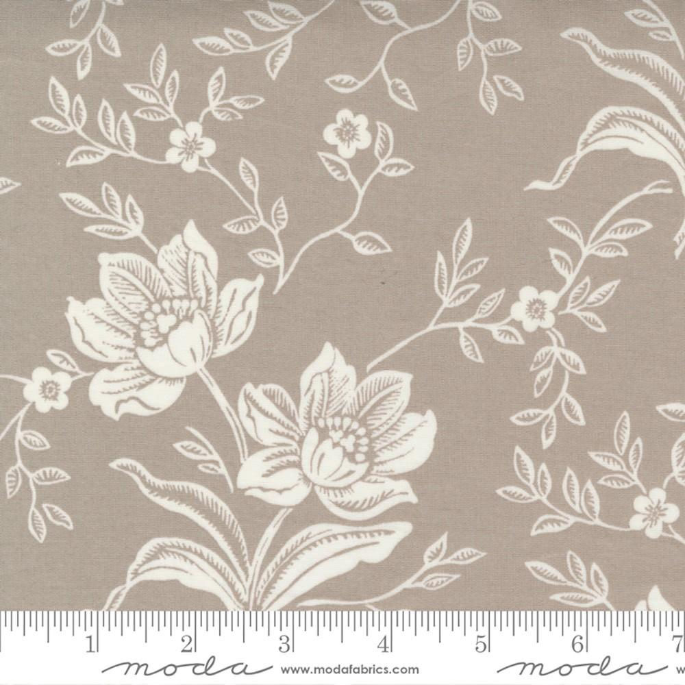 Fresh Fig | Wide Backing 108" Woodcut Florals Grey by Fig Tree Quilts for Moda