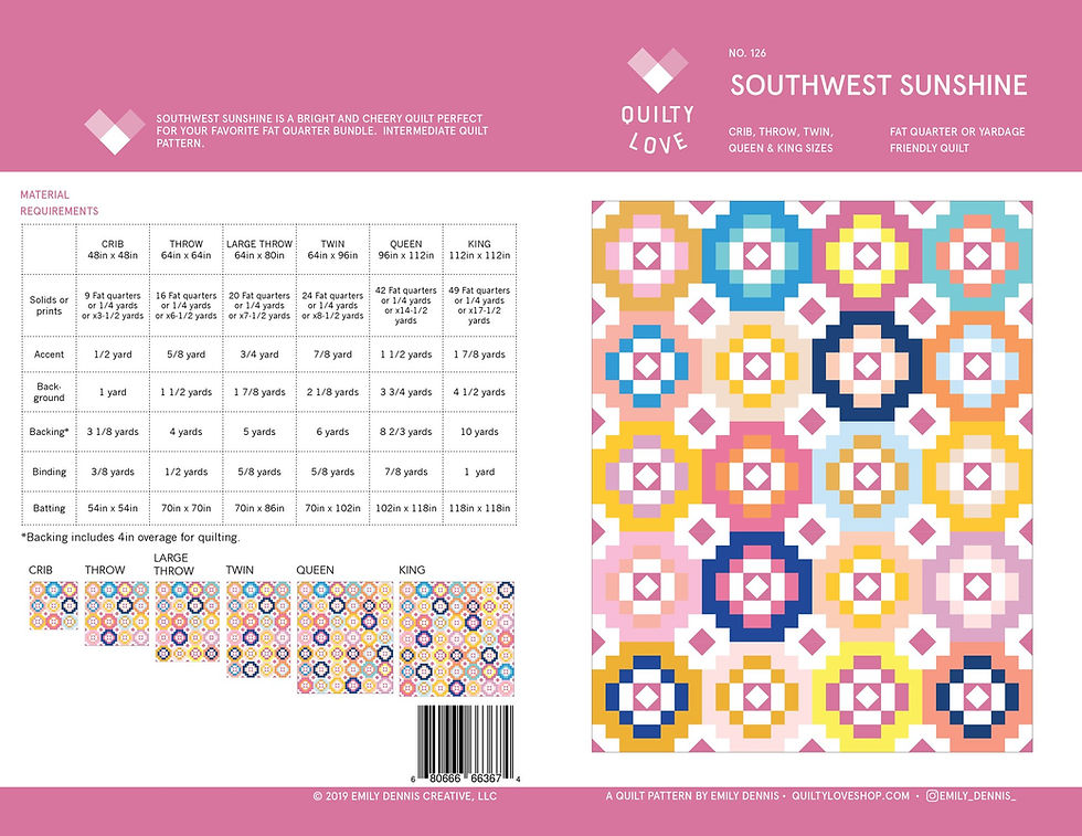 Thumbnail: Southwest Sunshine Quilt Pattern by Emily of Quilty Love.