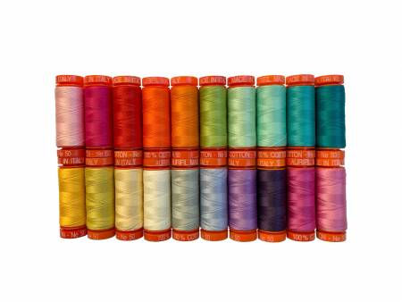 Thumbnail: Tula Pink Curiouser and Curiouser Aurifil Thread Collection 50wt 20 Small Spools