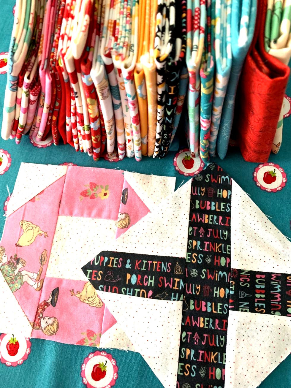 Thumbnail: Sunny Kisses Quilt Kit Featuring Hopscotch And Freckles By Lori Woods