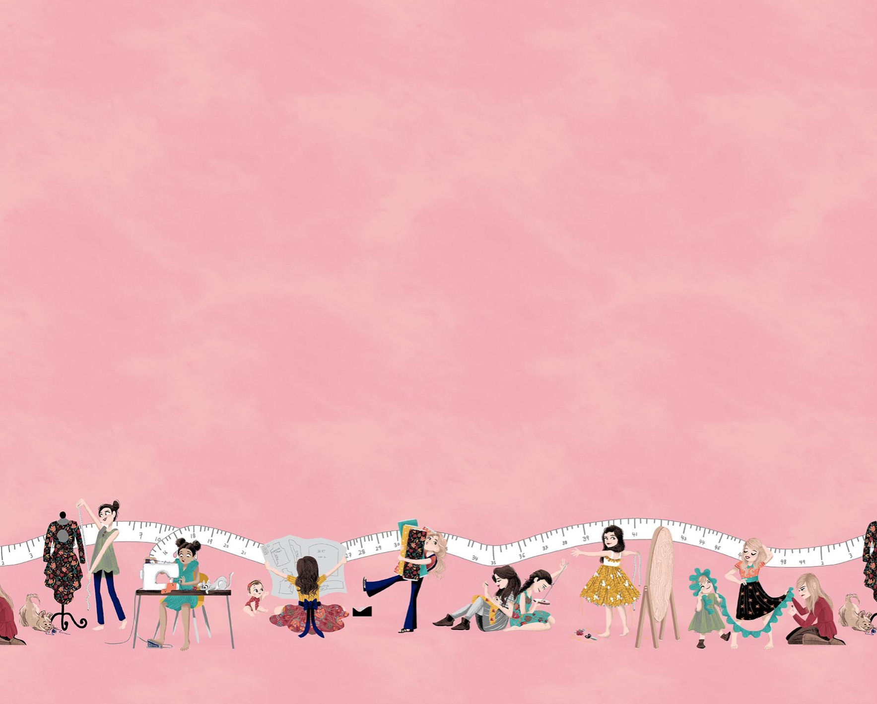 Little Sewists 24" Panel Blush by Little Lizard King