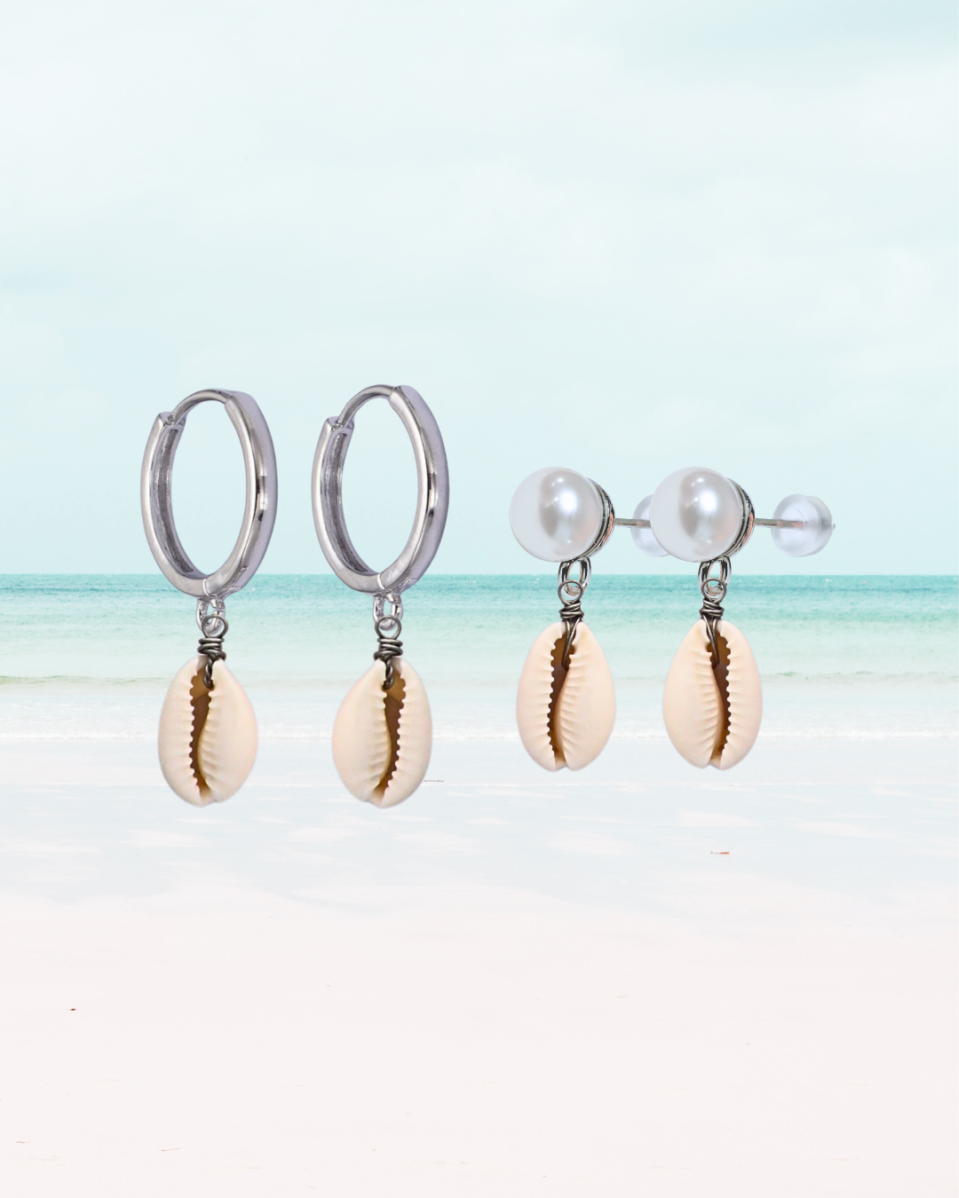 Silver Cowrie Shell Earrings