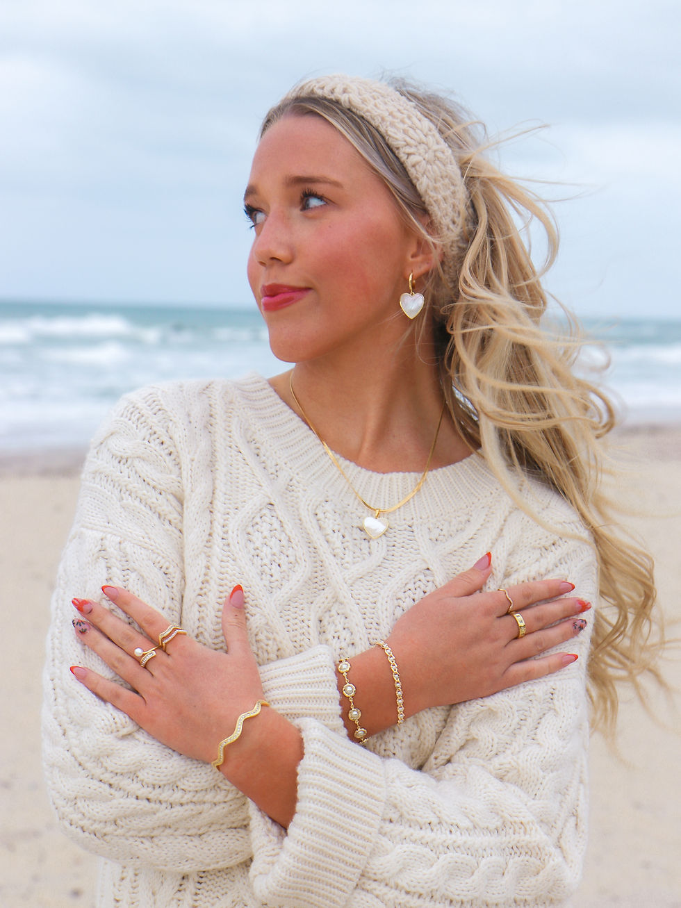 Thumbnail: Gold Large Mother of Pearl Heart Set