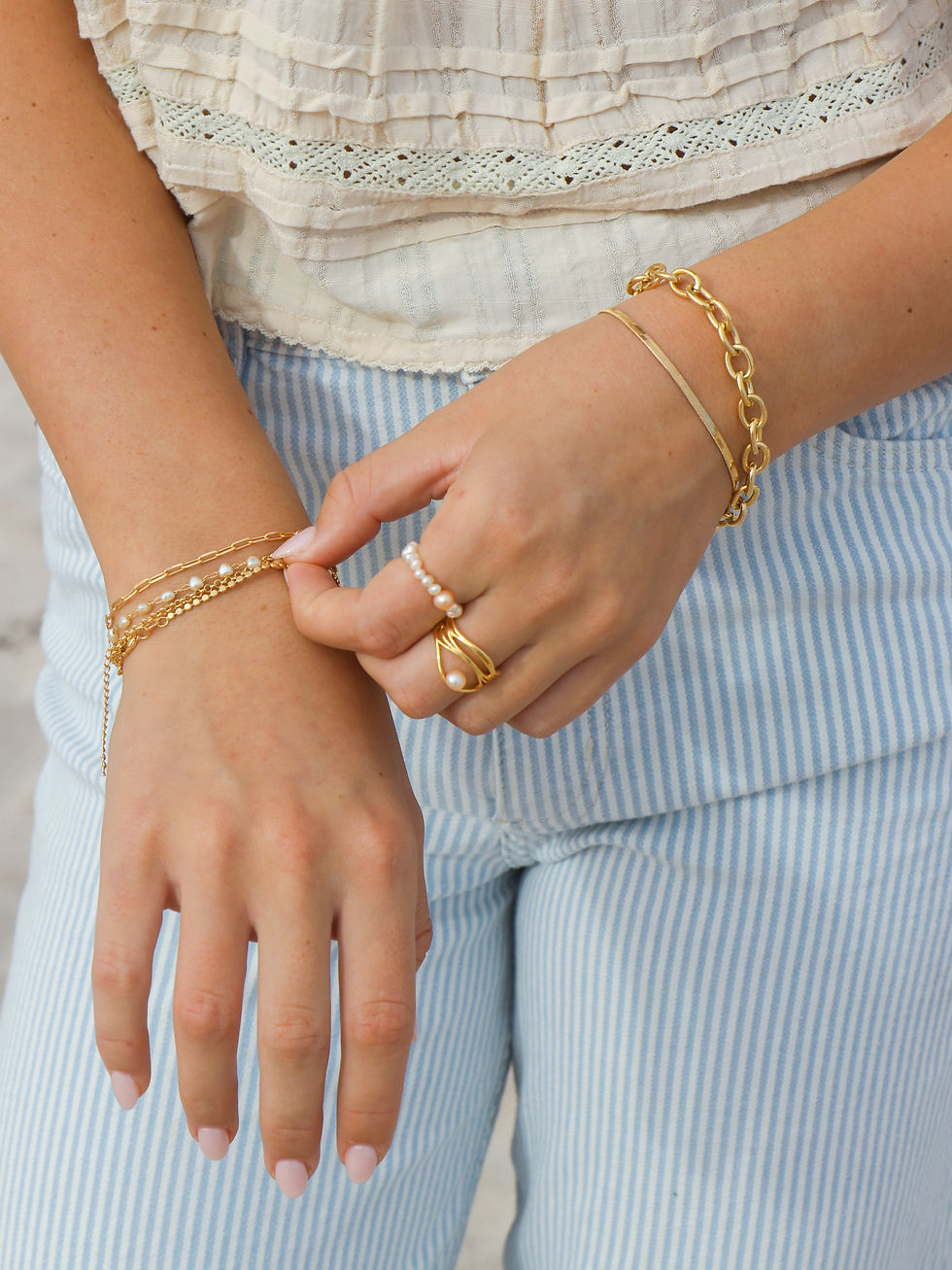 Thumbnail: Beaded Freshwater Pearl Ring