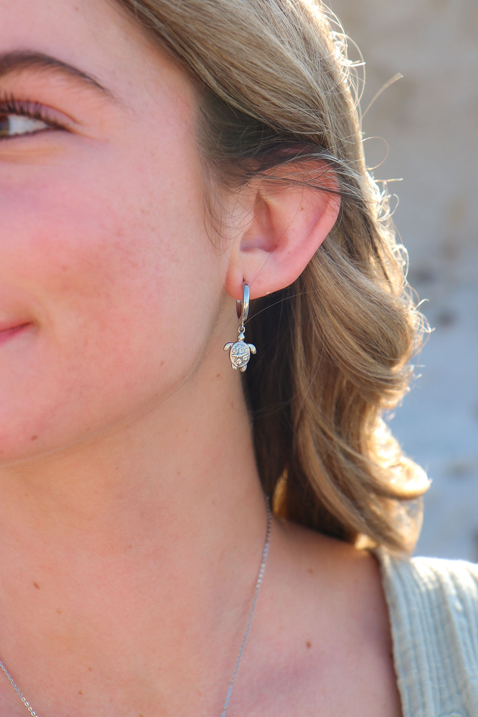 Thumbnail: Silver Sea Turtle Earrings