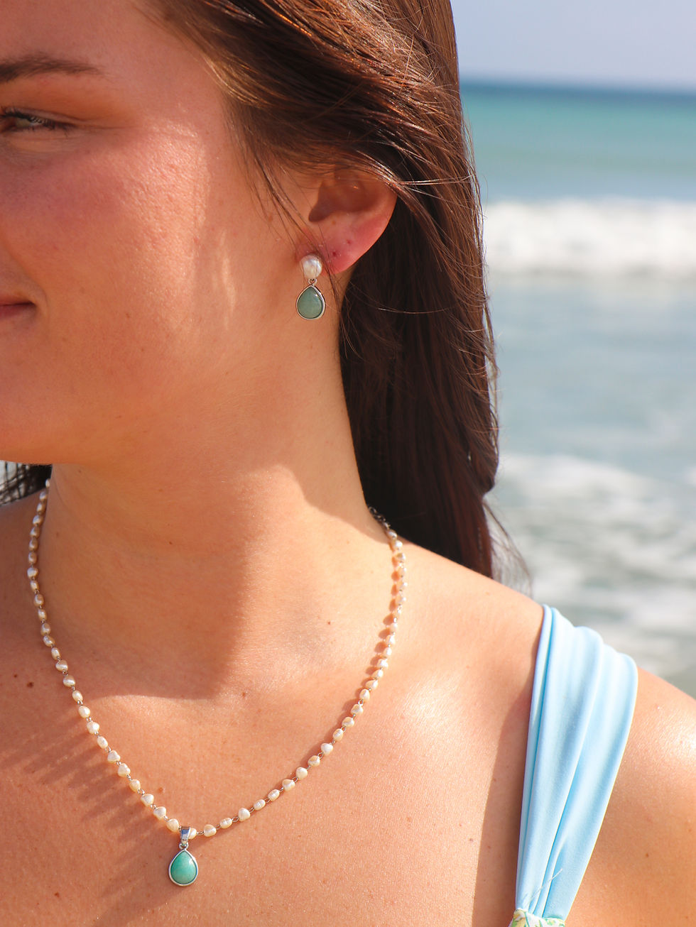 Thumbnail: Silver Turquoise Summer Tears Earrings