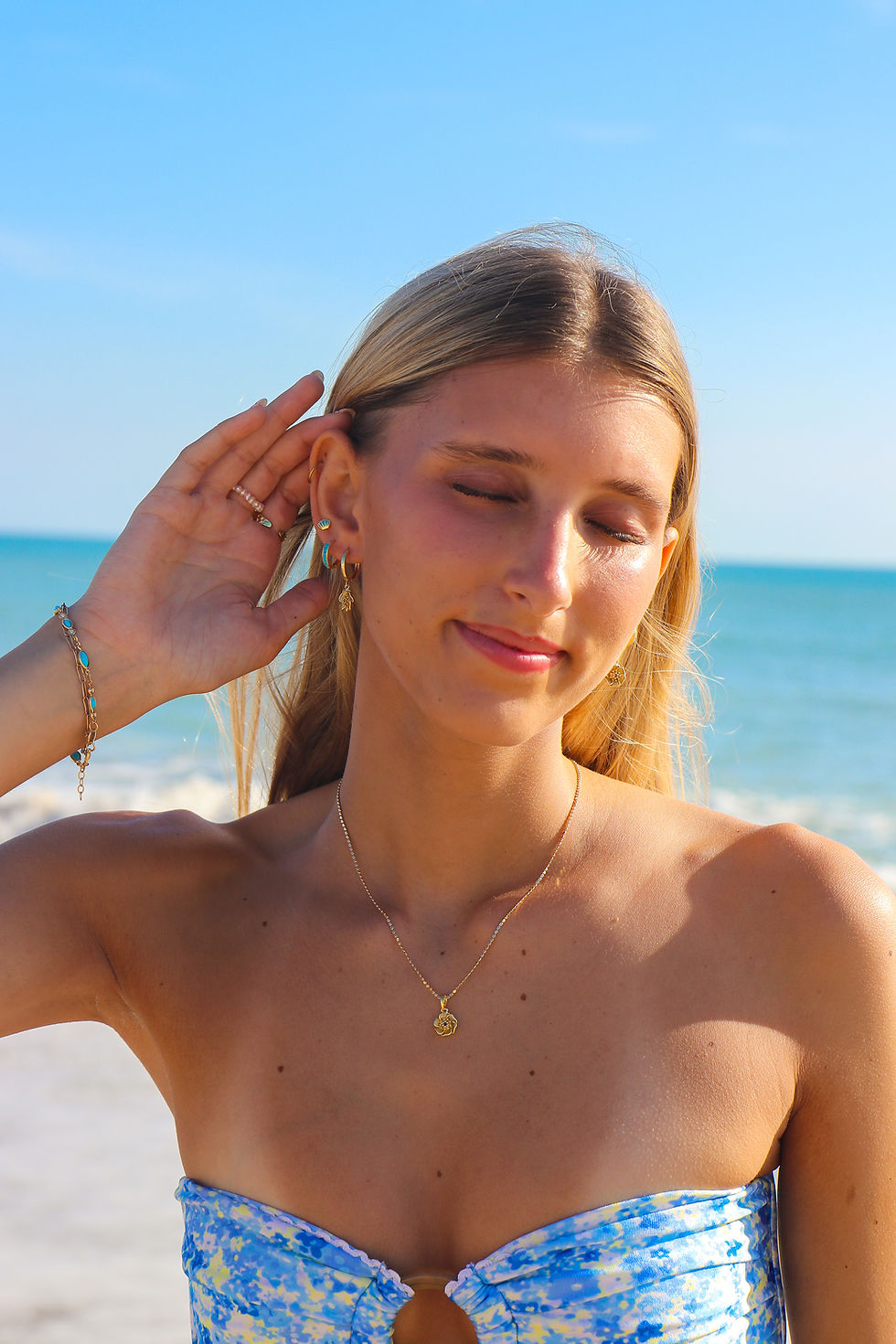 Thumbnail: Gold Mini Hibiscus Necklace