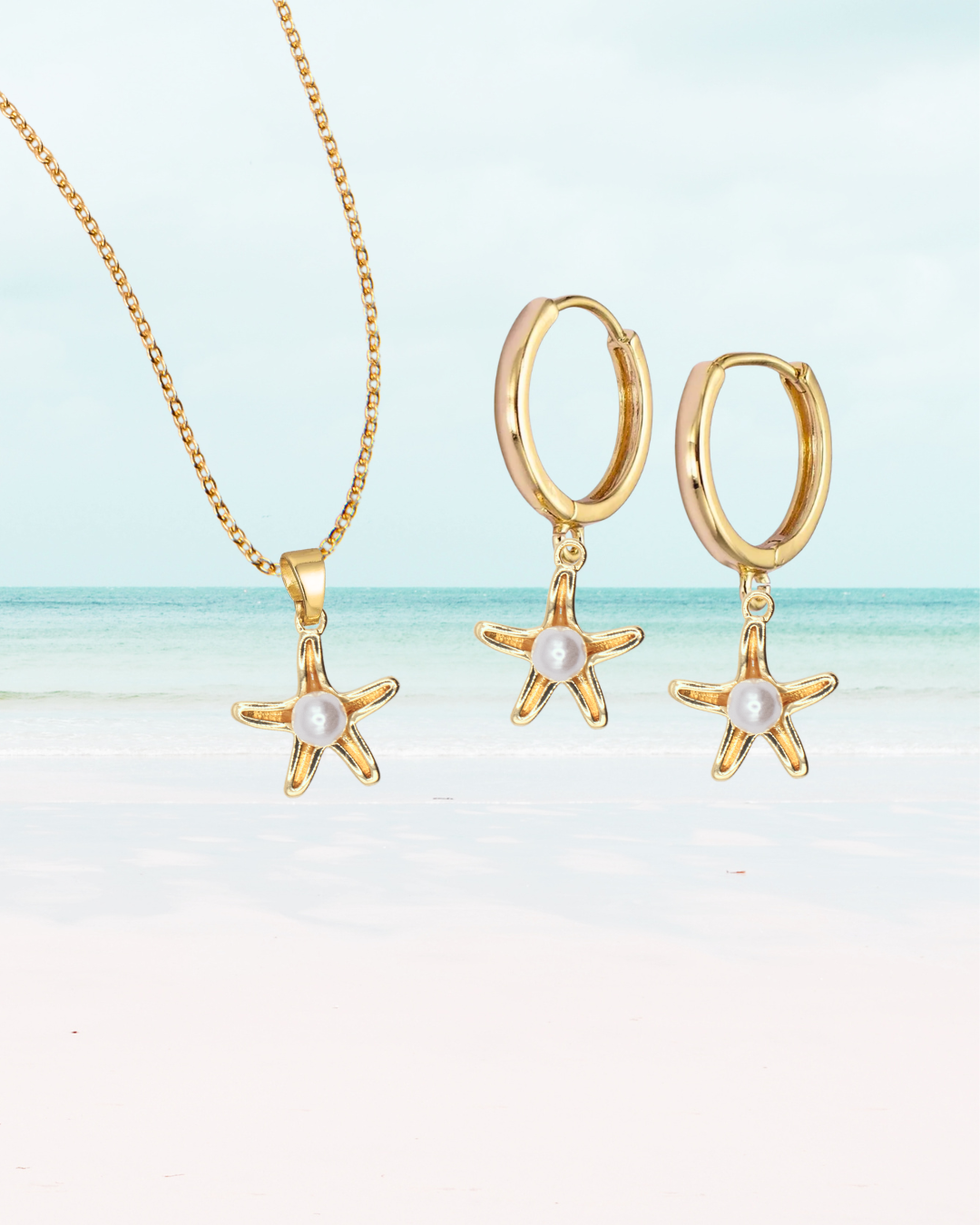 Gold Pearl Starfish Set