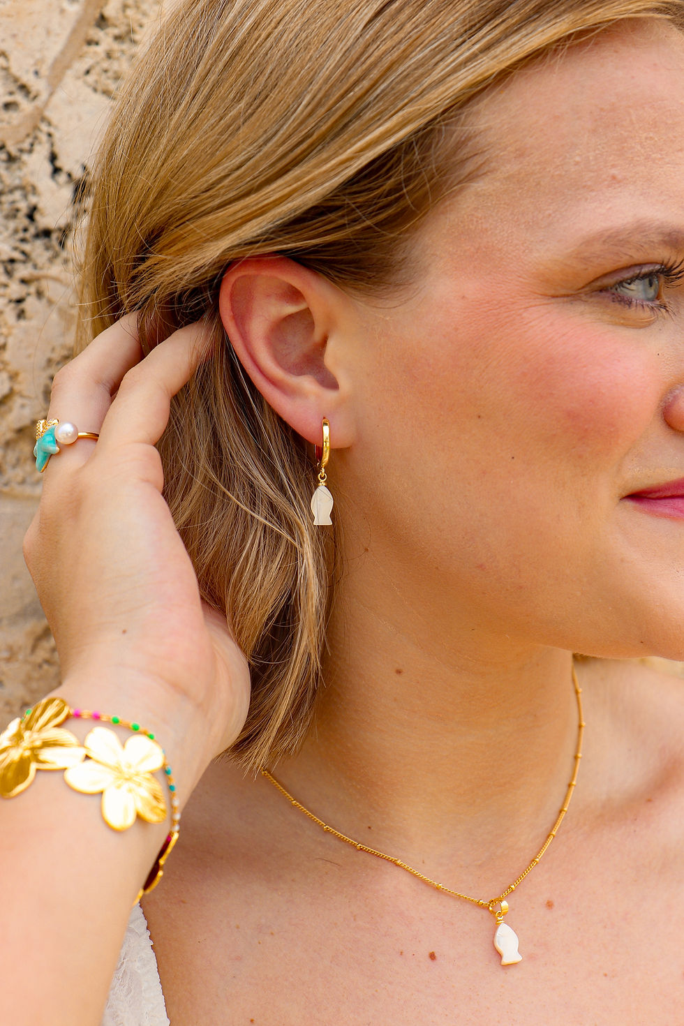 Thumbnail: Pearl Shell Fish Earrings