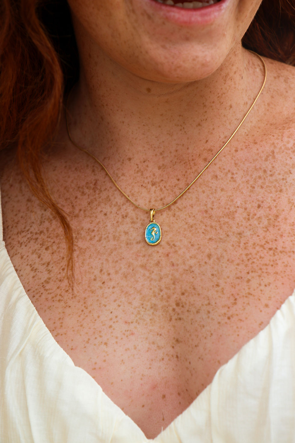 Thumbnail: Turquoise Seahorse Coin Necklace