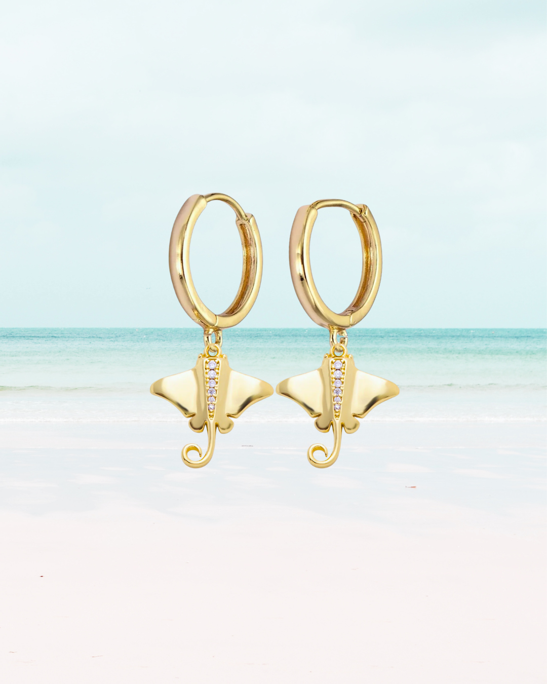Gemstone Manta Ray Earrings