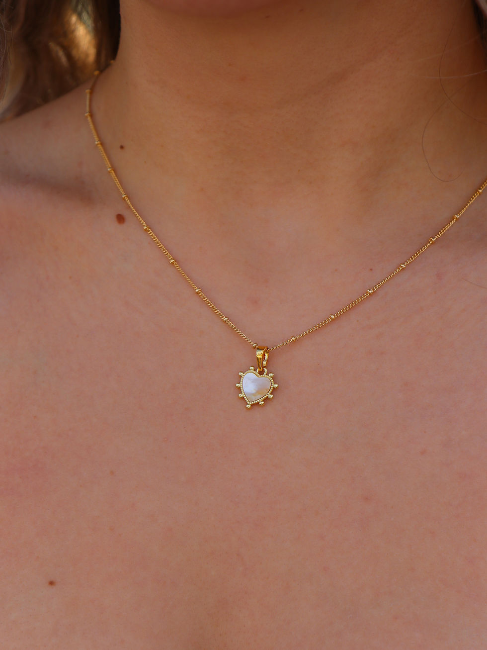 Thumbnail: Gold Pearl Valentine Heart Necklace