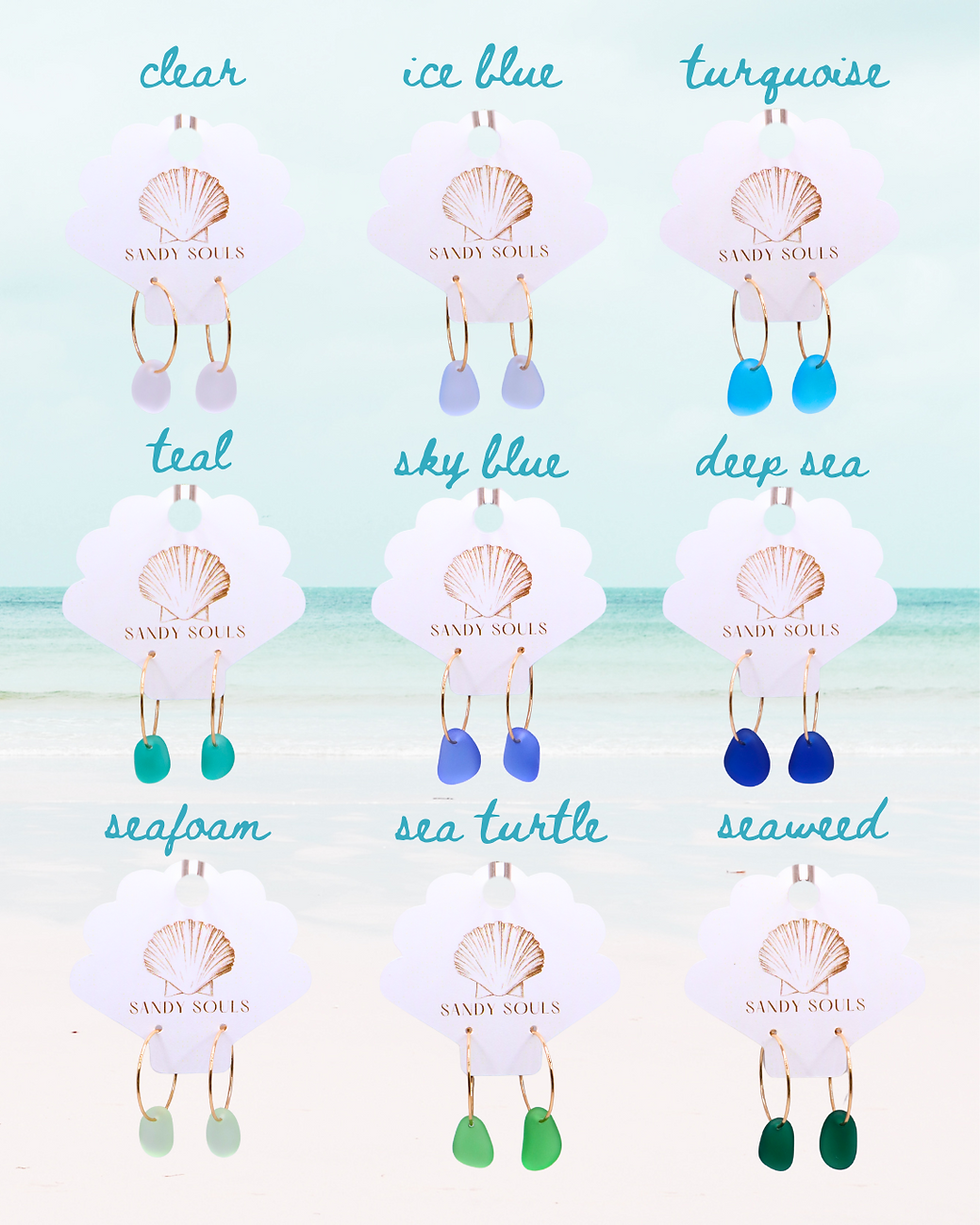 Thumbnail: Gold ice blue sea glass set