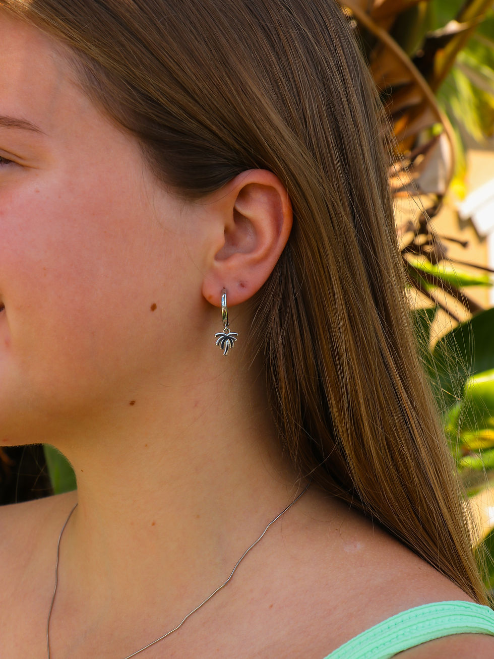 Thumbnail: Silver Flat Mini Palm Tree Earrings