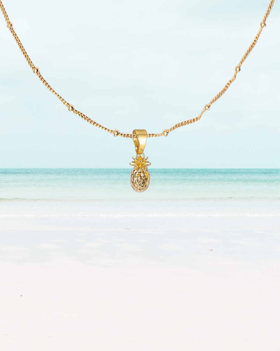 Gold Mini Gemstone Pineapple Necklace