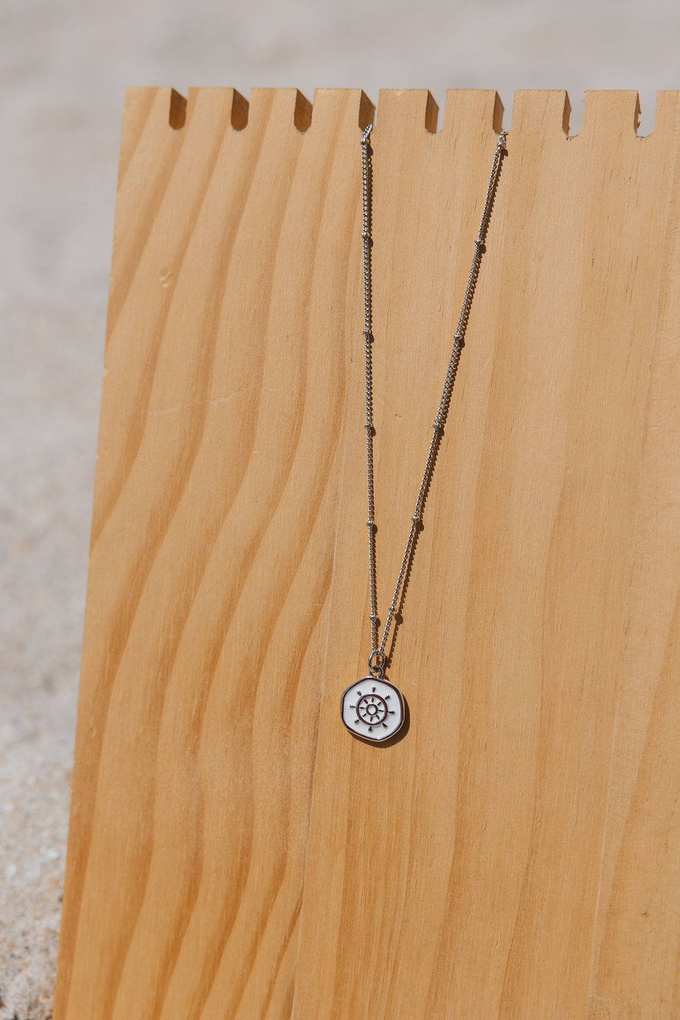Thumbnail: Silver Nautical Wheel Necklace