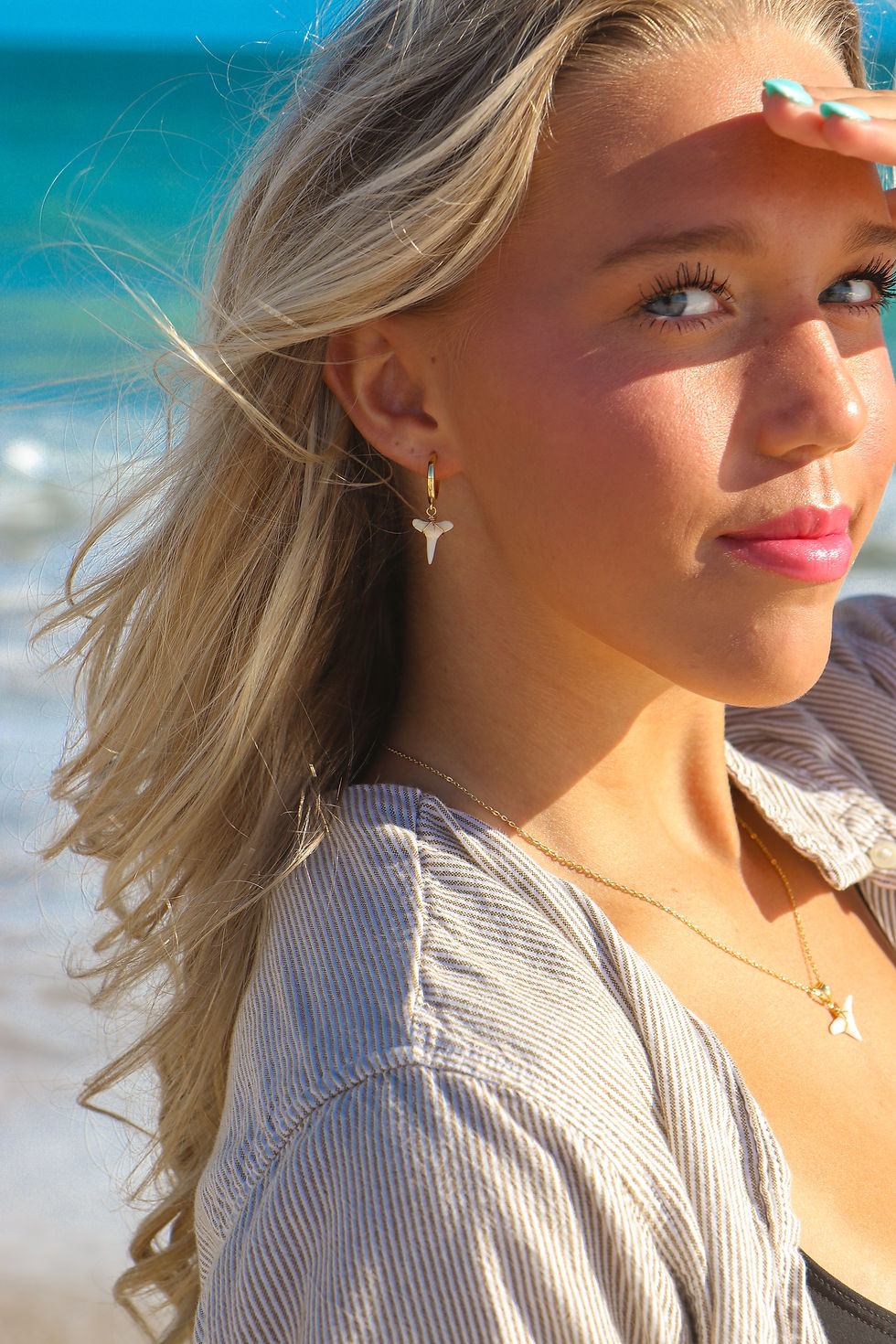 Thumbnail: Gold Shark Tooth Earrings