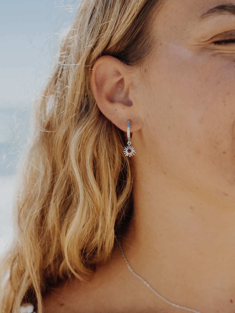 Thumbnail: Silver Mini Sun Earrings