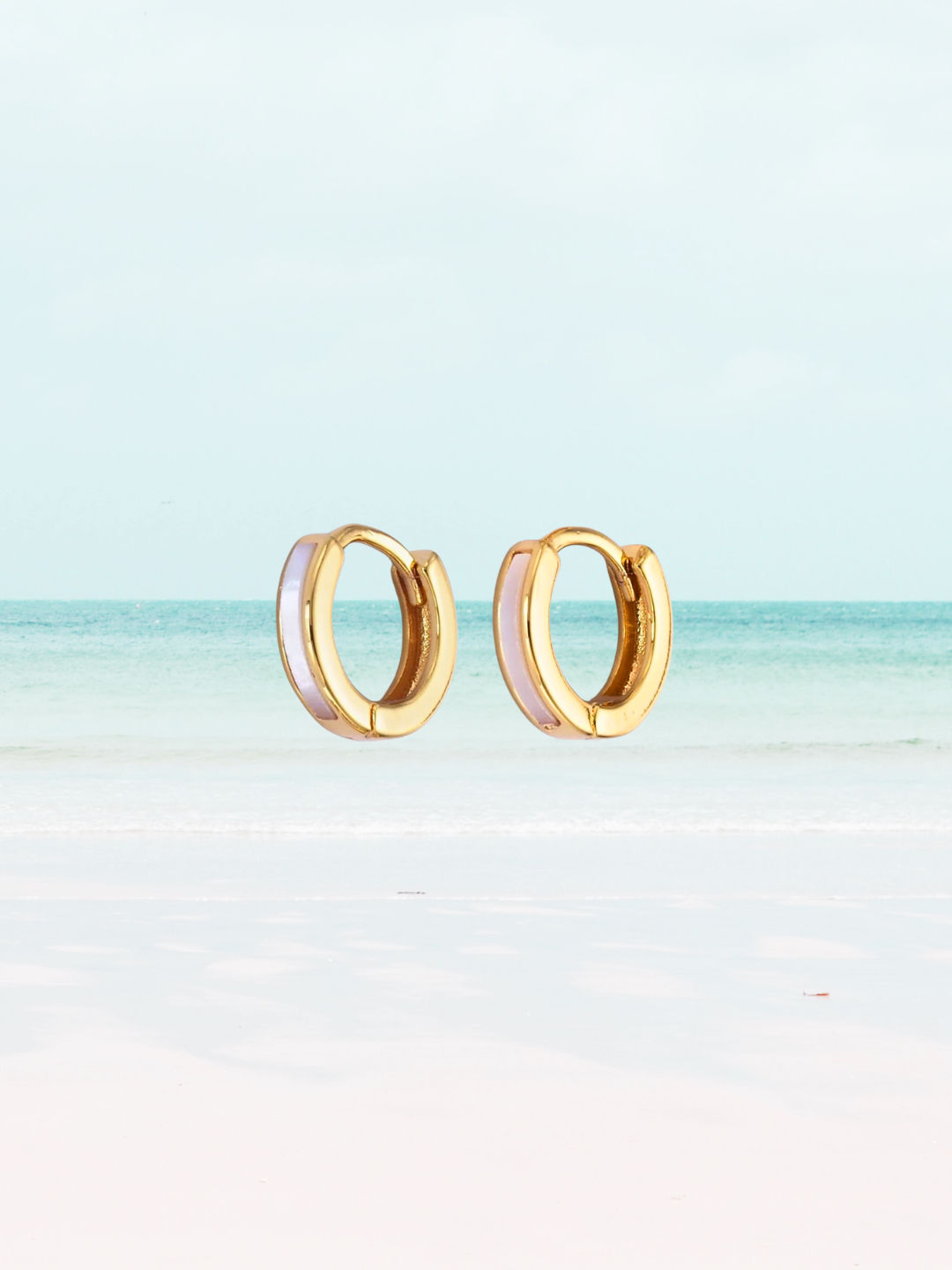 Mini Mother of Pearl Hoop Earrings