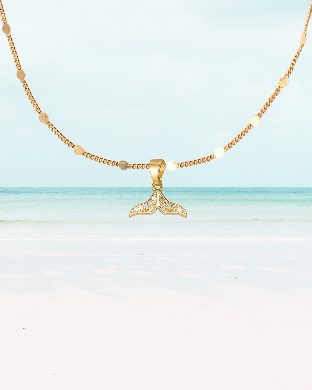 Gemstone whale tail necklace