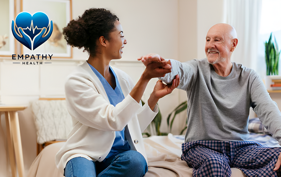 Senior man smiling while receiving in-home care from a caregiver in Vancouver


