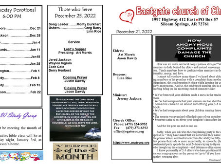 Bulletin 12/25/2022