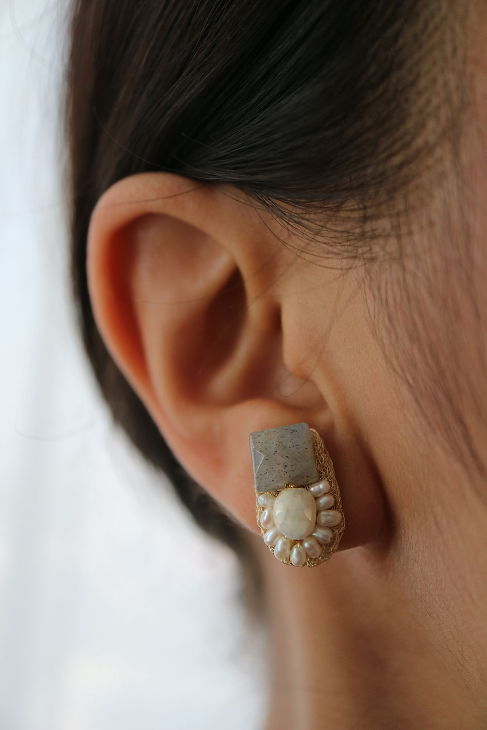 サムネイル： Labradorite,Sillimanite Earrings (25EJa-01)