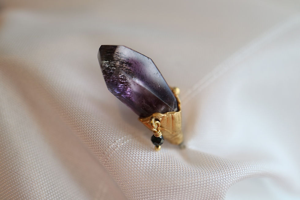 Thumbnail: Amethyst pin brooch with Black Spinel (23BR-03)