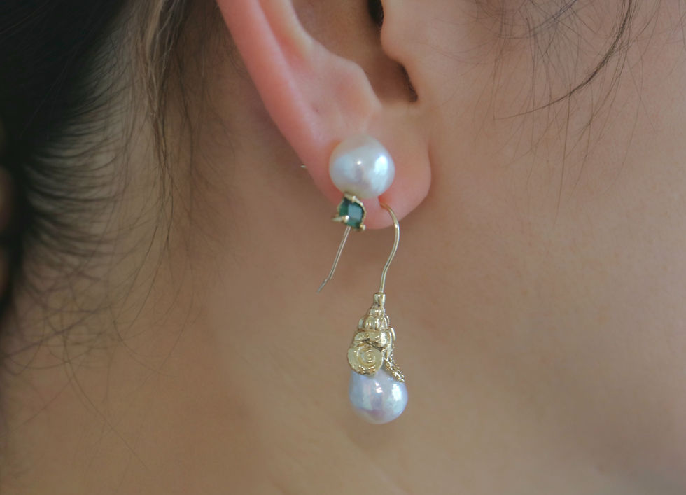 サムネイル： Drop Pearl K10 Pierced Earrings (24P-21)