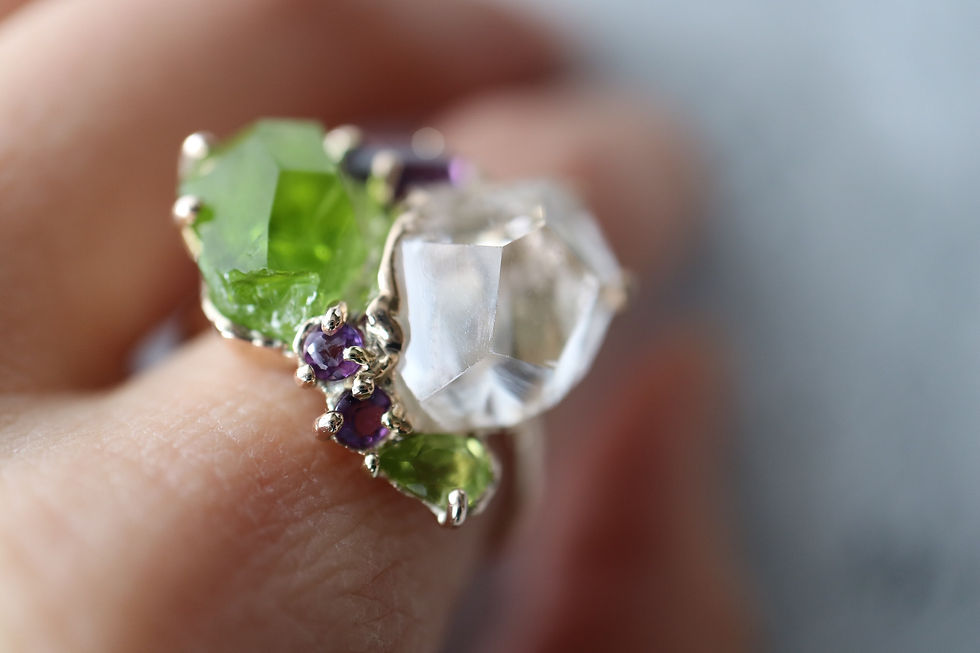 Thumbnail: Topaz, Peridot and Amethyst Ring (24R-19)