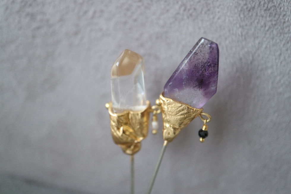 Thumbnail: Amethyst pin brooch with Black spinel (25BR-22)