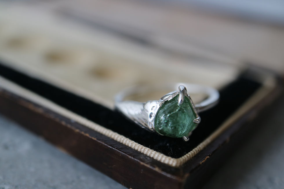 Thumbnail: Rough tourmaline SV925 Ring-Marine blue-（25R-06)